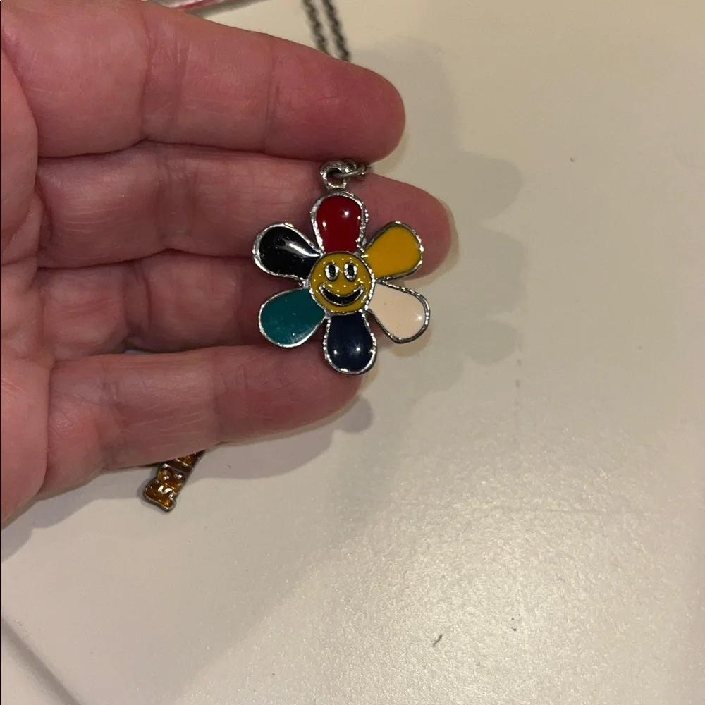 Girls flower necklace ring keychain bundle